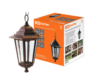 Светильник 6100-15 садово-парковый шестигранник, 100Вт, подвес, бронза TDM