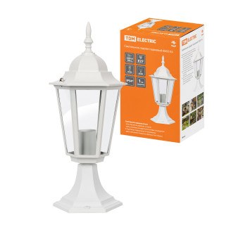 Светильник 6060-24 садово-парковый шестигранник, 60Вт, стойка, белый