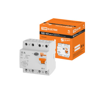 УЗО ВД1-63 4Р 25А 10мА тип А TDM