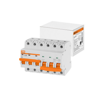 Авт. выкл. с мех. блок. (байпас) ВА47-29Б 3Р+3Р 20А 4,5кА х-ка C TDM