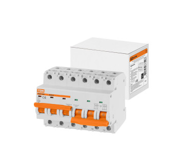 Авт. выкл. с мех. блок. (байпас) ВА47-29Б 3Р+3Р  6А 4,5кА х-ка C TDM