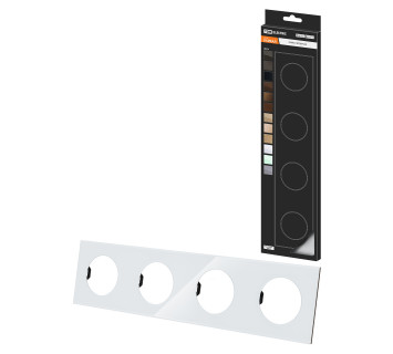 Рамка четверная хрустально-белая, стекло, 