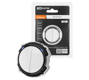 Выключатель 2-кл. 16А 250В кнопочный механизм белый, 