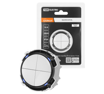 Выключатель 4-кл. 16А 250В проходной кнопочный механизм белый, 