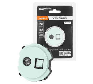 Розетка телефонная RJ11 + TV розетка оконечная фисташковая, 