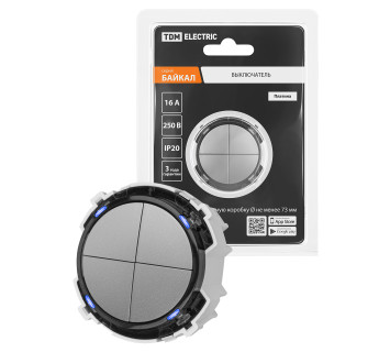 Выключатель 4-кл. 16А 250В кнопочный механизм платина, 