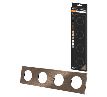 Рамка четверная бронза, алюминий, шлифованный, 