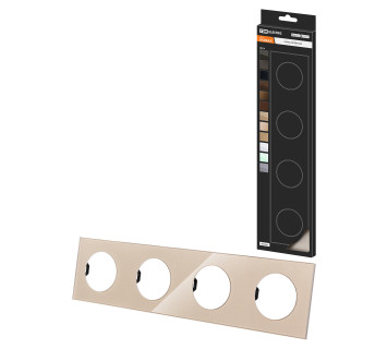 Рамка четверная постовая шампань, стекло, 