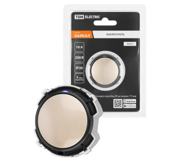 Выключатель 1-кл. 16А 250В кнопочный механизм шампань, 