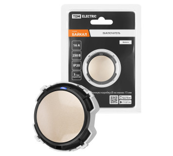 Выключатель 1-кл. 16А 250В проходной кнопочный механизм шампань, 