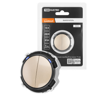 Выключатель 2-кл. 16А 250В проходной кнопочный механизм шампань, 