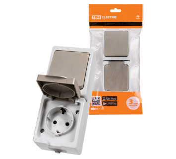 Блок (вертикальный) выключатель 1-кл. + розетка 2П+З с з/ш БКВР IP54 серый 