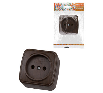 Розетка 2П открытой установки IP20 10А, венге 