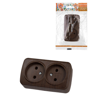 Розетка двойная 2П открытой установки IP20 10А, венге 