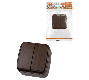 Выключатель 2-кл. открытой установки IP20 10А, венге 