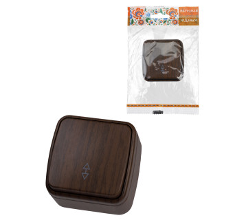 Переключатель на 2 направления 1-кл. открытой установки IP20 10А, венге 