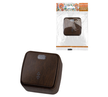 Переключатель на 2 направления 1-кл. открытой установки с подсветкой IP20 10А, венге 