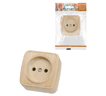 Розетка 2П открытой установки IP20 10А, сосна 