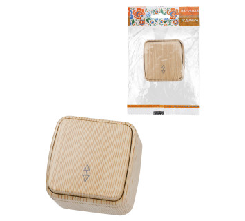 Переключатель на 2 направления 1-кл. открытой установки IP20 10А, сосна 