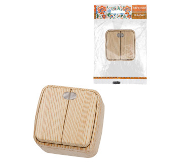 Выключатель 2-кл. открытой установки с подсветкой IP20 10А, сосна 