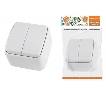 Выключатель 2-кл. открытой установки IP20 10А, белый 