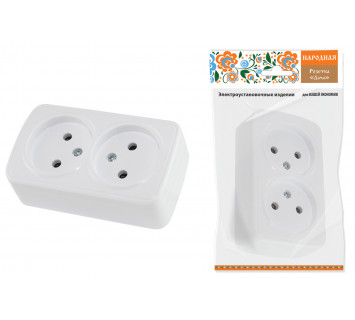 Розетка двойная 2П открытой установки IP20 10А, белая 