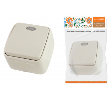 Выключатель 1-кл. открытой установки с подсветкой IP20 10А, сл. кость 