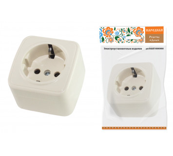Розетка 2П+З открытой установки IP20 16А, сл. кость 