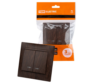 Выключатель 2 кл. с подсветкой 10А венге 