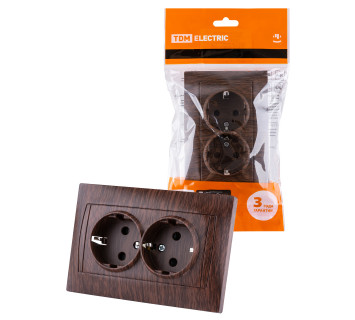 Розетка двойная 2П+З 16А 250В с защ. шт. венге 