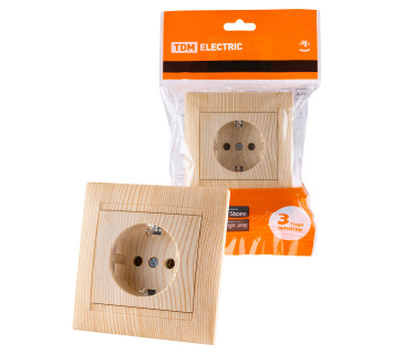 Розетка 2П+З 16А 250В сосна 