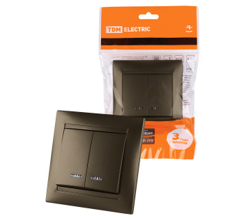 Выключатель 2 кл. с подсветкой 10А бронза 