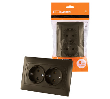 Розетка двойная 2П+З 16А 250В  бронза 