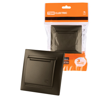 Розетка 2П+З 16А 250В  IP44 с крышкой бронза 