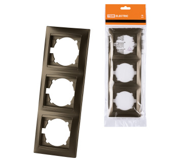 Рамка 3-х постовая вертикальная бронза 