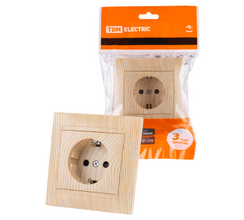 Розетка 2П+З 16А 250В с защ. шт. сосна 