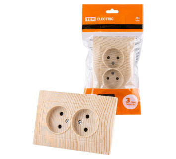 Розетка двойная 2П 10А 250В с защ. шт. сосна 