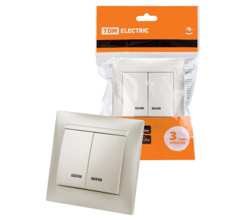 Выключатель 2 кл. с подсветкой 10А перламутр 