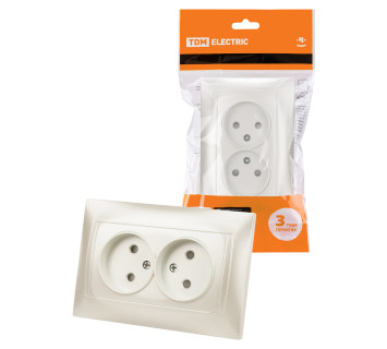 Розетка двойная 2П 10А 250В с защ. шт. перламутр 