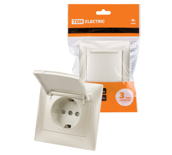 Розетка 2П+З 16А 250В IP44 с защ. шт. с крышкой перламутр 