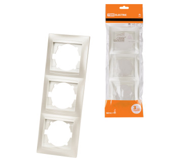 Рамка 3-х постовая вертикальная перламутр 