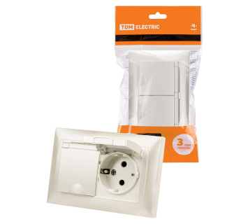 Розетка двойная 2П+З 16А 250В IP44 с защ. шт. с крышкой перламутр 