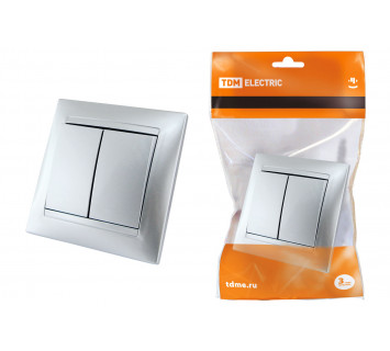 Выключатель 2-х кл. 10А серебр. металлик 