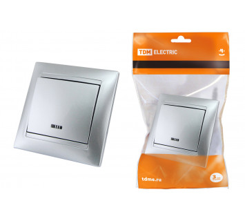 Выключатель 1 кл. с подсветкой 10А серебр. металлик 