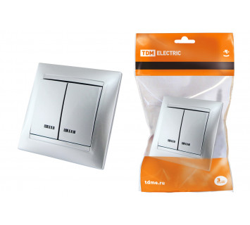 Выключатель 2 кл. с подсветкой 10А серебр. металлик 