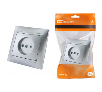 Розетка 2П 10А 250В с защ. шт. серебр. металлик 