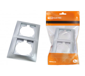 Рамка 2-х постовая вертикальная серебр. металлик 