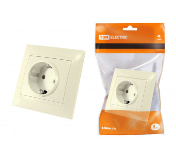 Розетка 2П+З 16А 250В с защ. шт. сл. кость 