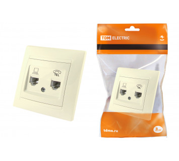 Розетка телефонная RJ11 + компьютерная RJ45 сл. кость 