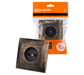 Розетка 2П 10А 250В с защ. шт. старинная бронза 